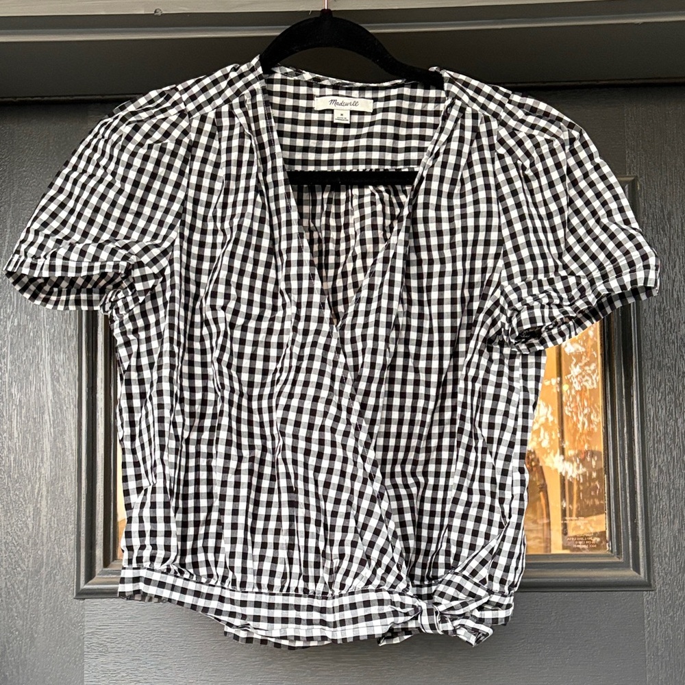 Madewell Black and White Checkered Blouse